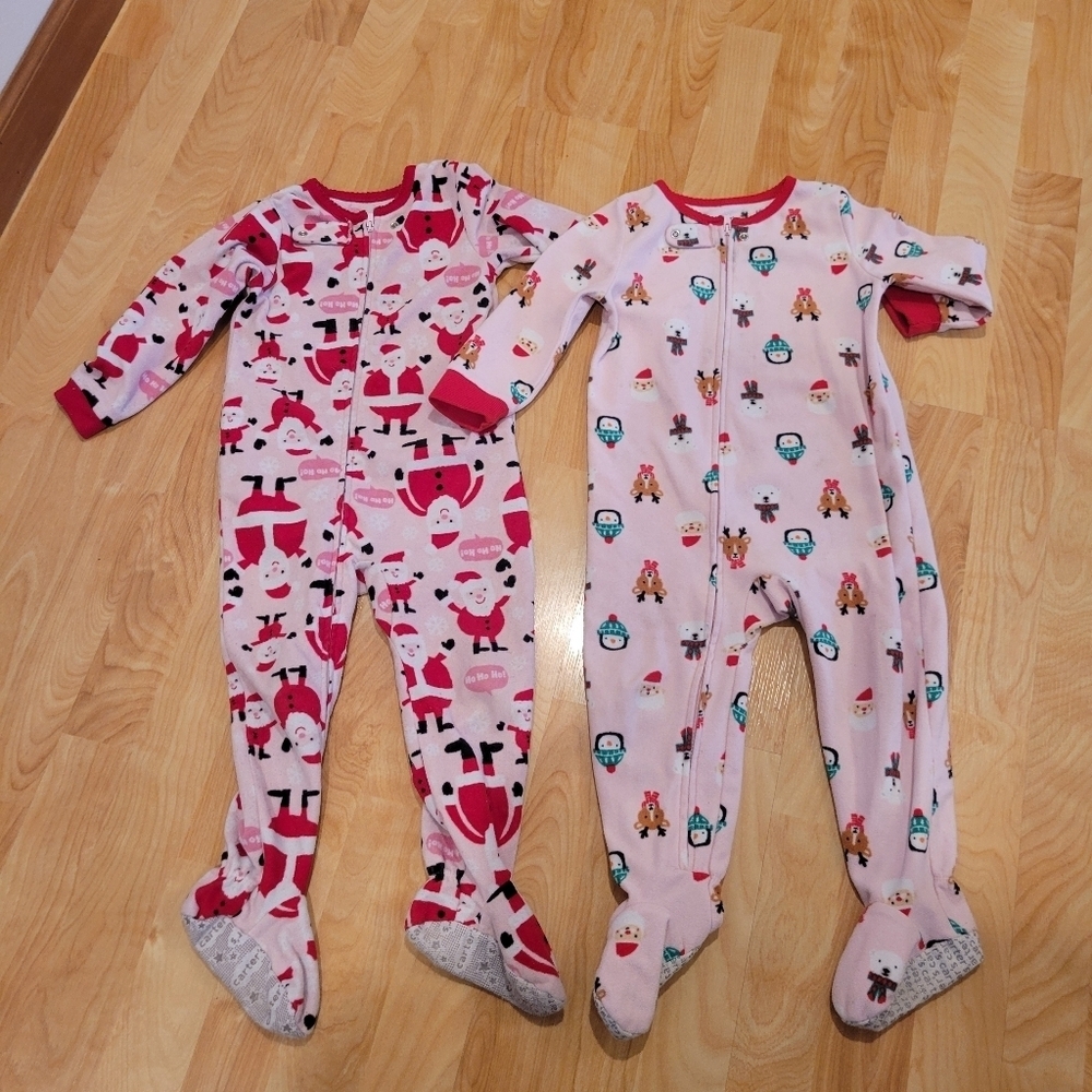 Carter's Christmas Pajamas Fleece Long Sleeve Footie Pajamas Size 24 Months